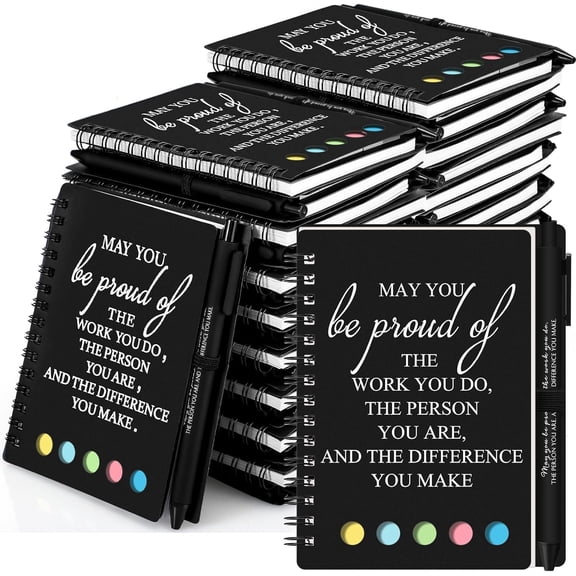 30 Pack Employee Appreciation Gifts, Notebook and Pen Set, Black