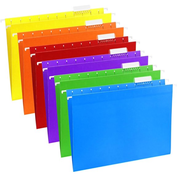 30 Pack Extra Capacity Hanging File Folders Reinforced Letter Size Hanging Folders with Expansion, 1/5 Cut Adjustable Tab Inserts for Office, School, Home Supplies, Assorted Colors (No Expansion)