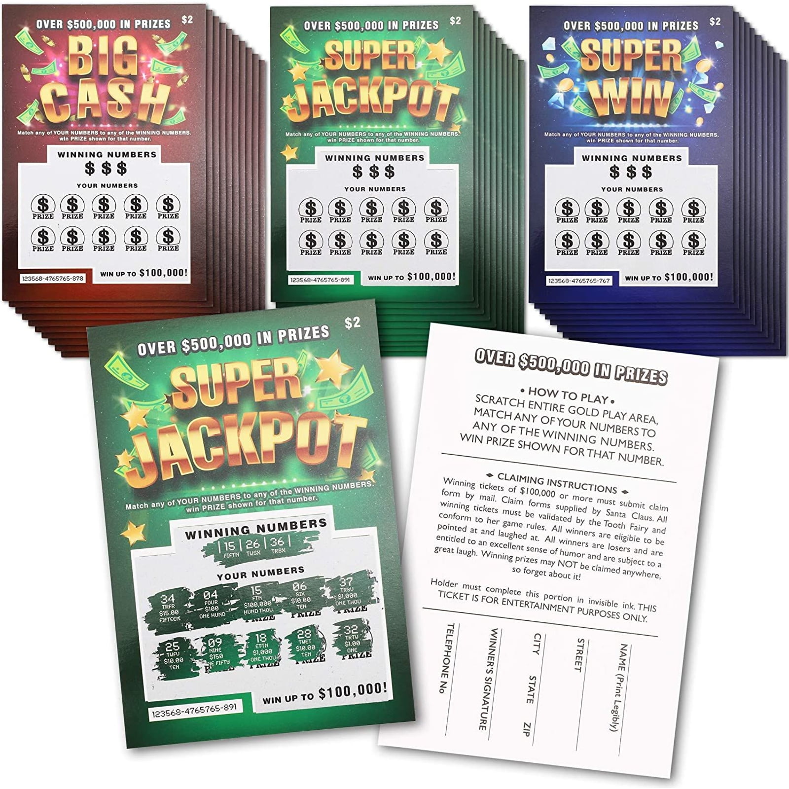  STOYKİS 10 Fake Lottery Tickets and Scratch Off Cards