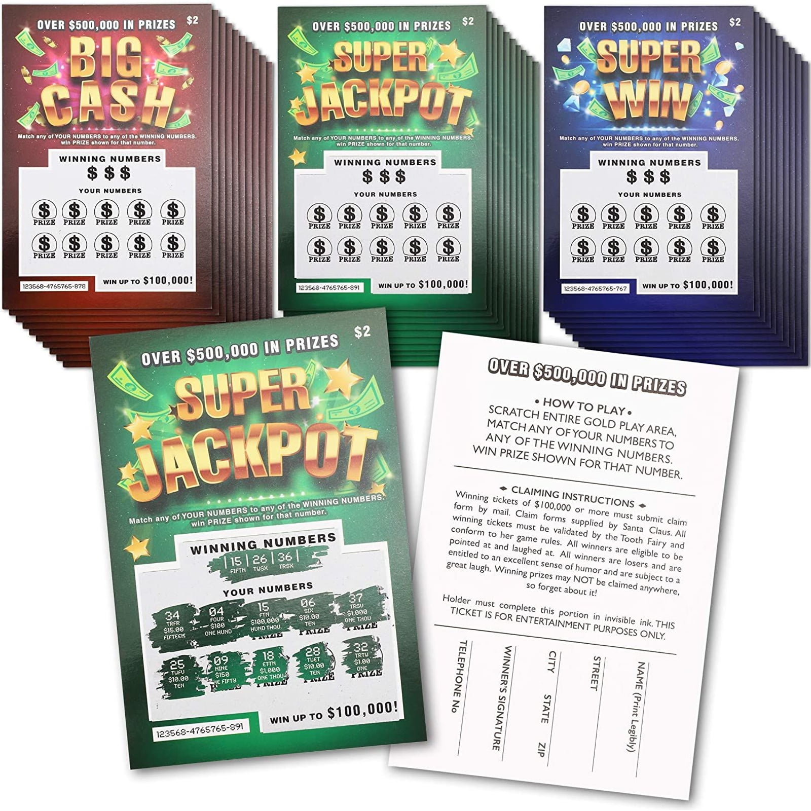 Fake Lottery Tickets (set of 3), Gadgets & fun