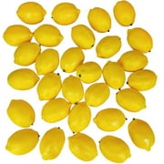 30 Pack Faux Yellow Lemons Artificial Fruits Fake Lemons Lifelike Simulation for Lemonade Party Kitchen Table Summer Decorations Vase Fillers Fruit Bowl Lemon Wreath Garland Photography Props