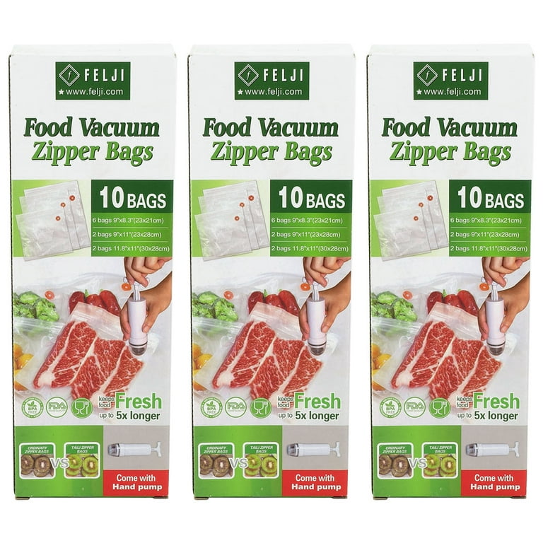 30 Pack Felji Food Vacuum Sealer Bags with Hand Pump, BPA Free