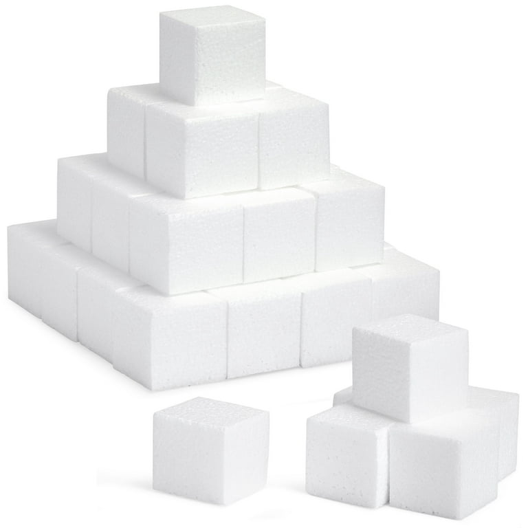 30 Pack Foam Craft Blocks for Modeling, 3 Inch Mini Square Cubes for  Sculpting, School Projects (White Polystrene)