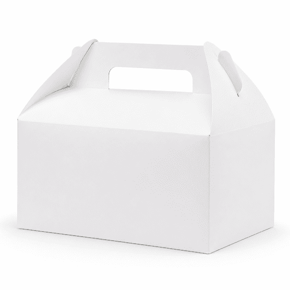 30 Pack Gable Boxes with Handles, 9 x 6 x 6 Inch Cardboard Treat Boxes for Bakery, Cookies, Party Favors, Lunch, Picnic and Gift Packaging