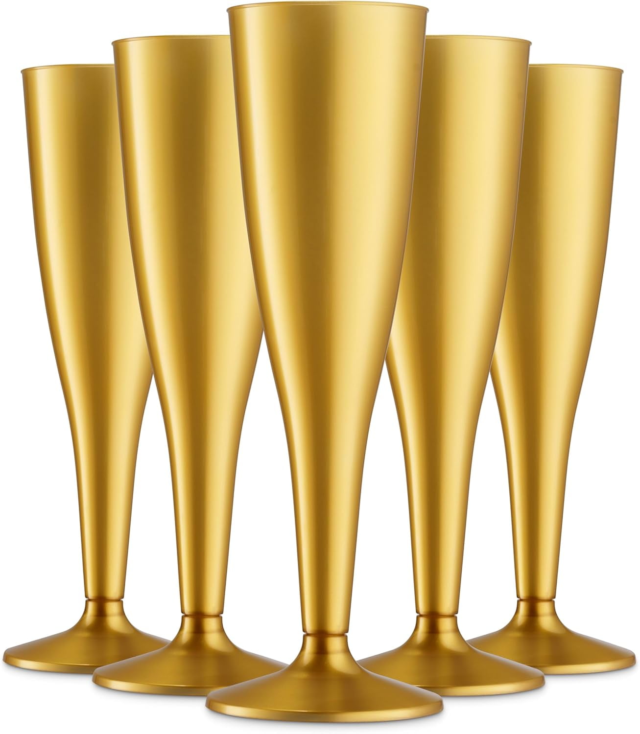 30 Pack Gold Plastic Champagne Flutes - 5 Oz Disposable Toasting Glasses - Wedding Party Cocktail Mimosa Plastic Cups