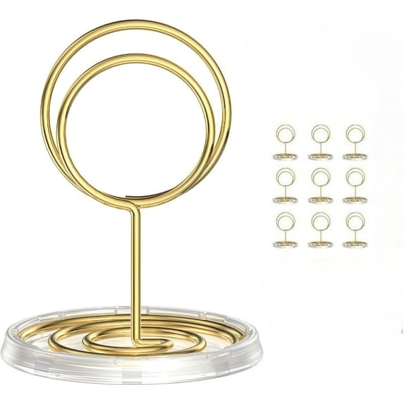 30 Pack Gold Table Number Holders with Clear Base – Metal Place Card Holders for Table, Photo Picture Stands Card Holders for Wedding Party Banquet Restaurant Events (Gold)
