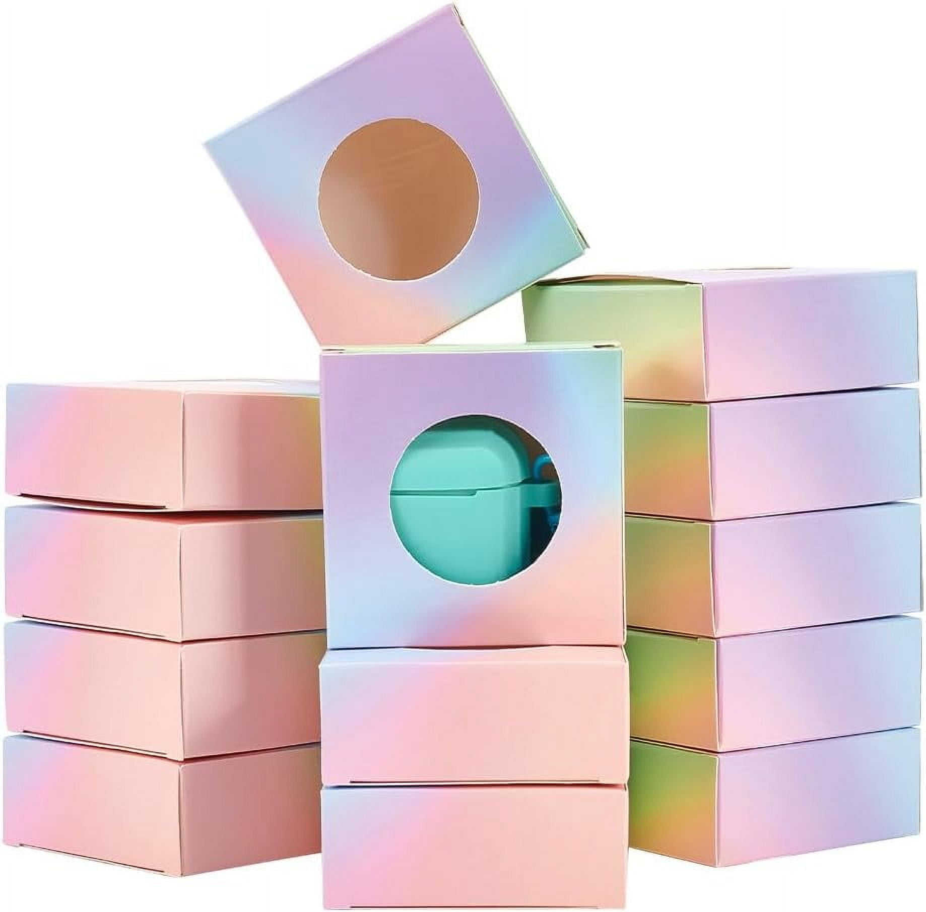 30 Pack Gradient Color Smoke Kraft Paper Boxes with Round Window 6.50x4 ...