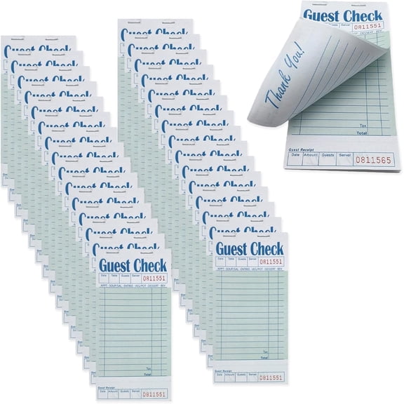 30 Pack Guest Checks for Servers, 1500 Orders Server Note Pads, Server Guest Check Pads, Server Pads for Waitress Notepad, Server Paper Pad, Server Notepads, Server Book Paper 50 Sheets/Pack