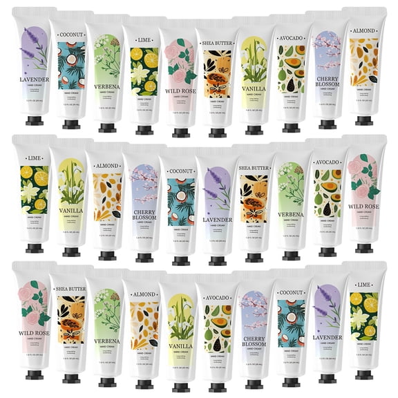 30 Pack Hand Cream Gift Set, Mini Moisturizing Hand Lotion for Extra Dry Skin, Travel Size Small Bulk Women Stocking Stuffers & Self-Care Birthday Gifts