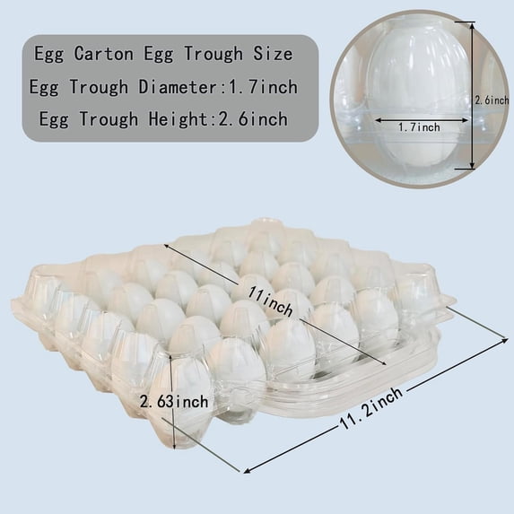 30 Pack Handheld Disposable Giant Plastic Egg Cartons, 5 Rows And 6 Columns (30 Eggs) extra large Clear plastic egg cartons, egg cartons cheap bulk
