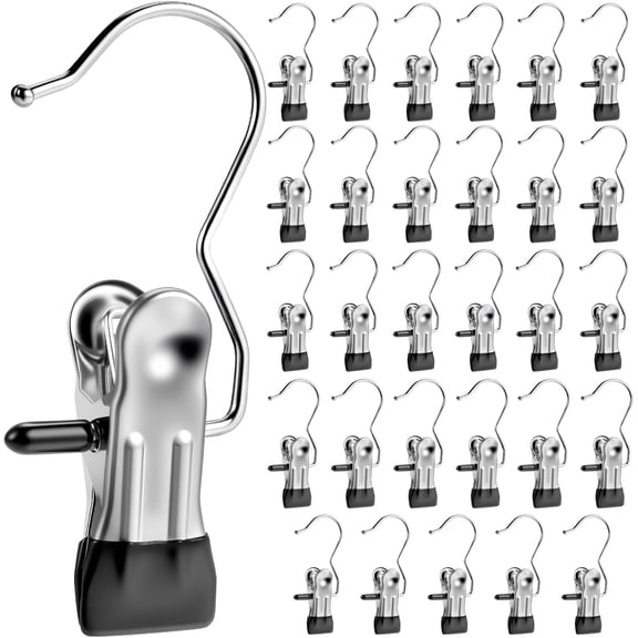30 Pack Heavy Duty Clothes Pins, Boot Hangers for Closet, Laundry Hook Hanging Clips Clamps for Closet Organizer Pants Hats Socks Towels Clips, Clothespins Hanger for Travel Handbag Legging