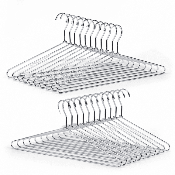 30 Pack Heavy Duty Metal Coat Hangers Smooth Chrome
