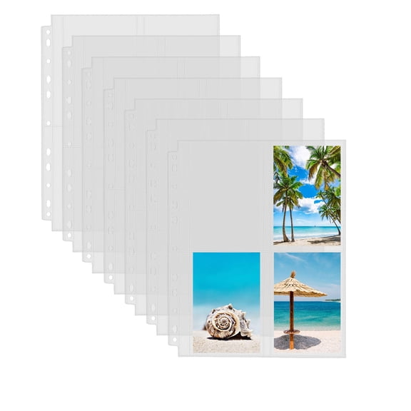 30 Pack Heavy Duty Photo Sleeves for 3 Ring Binder, 3.5x5 Plastic Album Refill Pages with 4 Pockets, Clear Archival Sleeves for Photos Cards Postcards, 8.5x11, Clear
