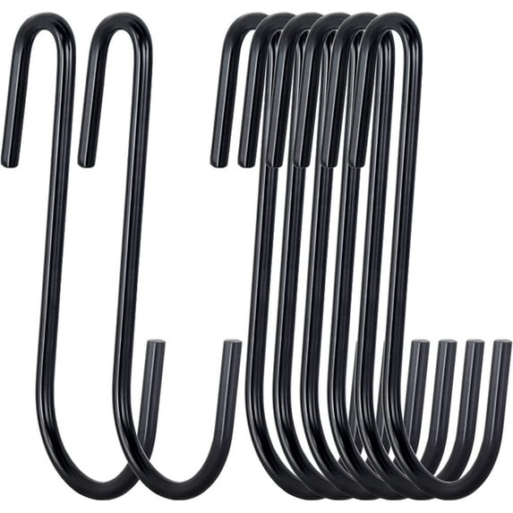 30 Pack Heavy Duty S Hooks 4 inch Black S Shaped Hooks Hanging Hangers Pan Pot Holder Rack Hooks for Kitchenware Spoons Pans Pots Utensils Clothes Bags Towels Plants