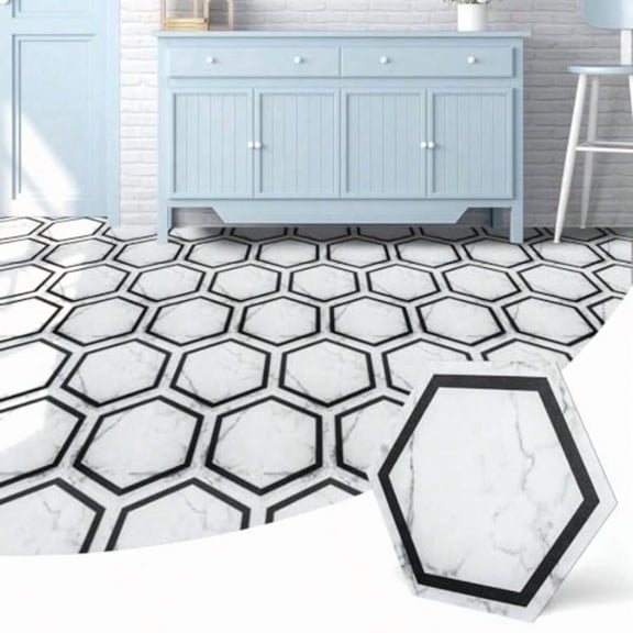 30-Pack Hexagon Peel and Stick Flooring Tile Marble Look Self Adhesive Waterproof Vinyl Floor Tile for Kitchen Bathroom Living Room Bedroom 11.8 x 10.2 White Marble