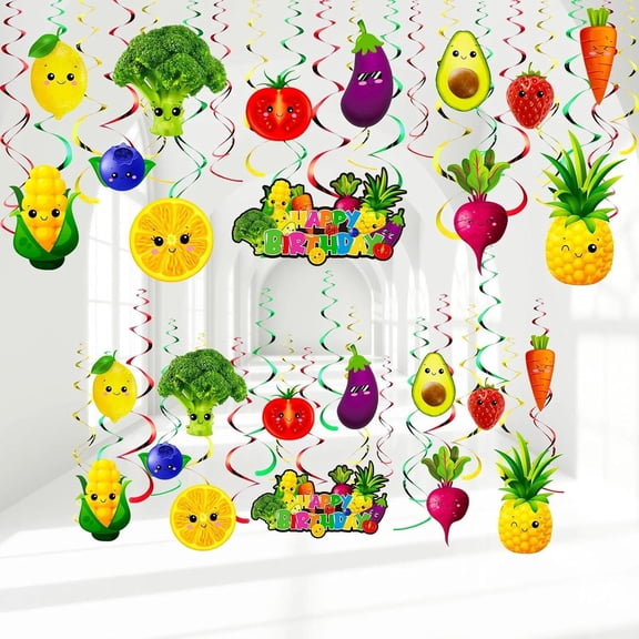 30 Pack Hey One bear Fruit Birthday Party Decoration Dancing Fruit Hanging Sw...
