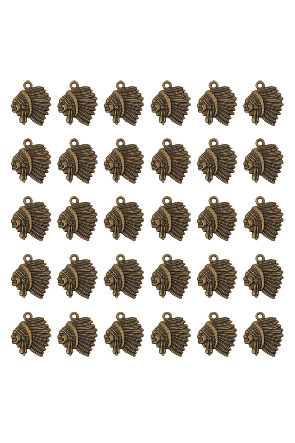 30 Pack Indian Chiefs Head Charm Small Pendant Tribal Jewelry Making Accessories for Jewelry Making and Decoration