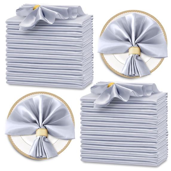 30 Pack Ivory Satin Napkins 17 x 17 Inch, Square Soft Table Dinner Napkins for Weddings Banquets Parties