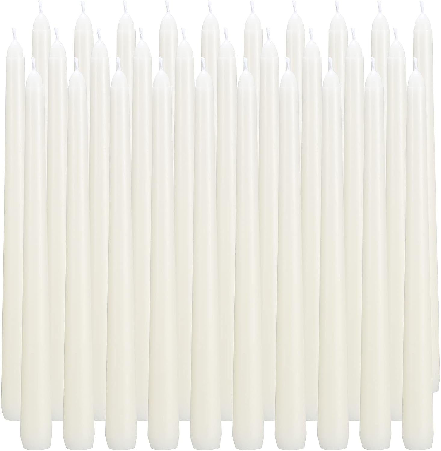 30 Pack Ivory Taper Candles, 10 inch (H) Dripless, Unscented Dinner Candle, Smokeless Taper Candles, Paraffin Wax with Cotton Wicks, Approxinately 7-8Hours Burn Time