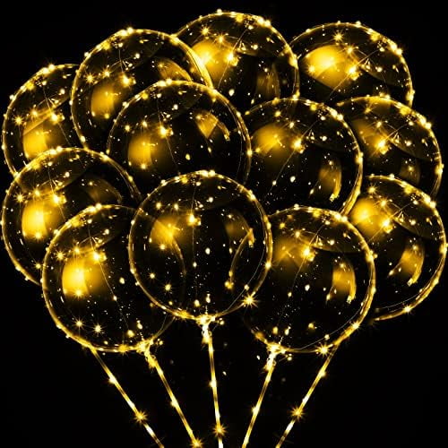 30 Pack LED Bobo Balloons Light Up Balloons Clear Helium Bubble Bobo Glow with String Lights for Parties Birthday Wedding Decoration(Warm Light 20 Inch, 30)
