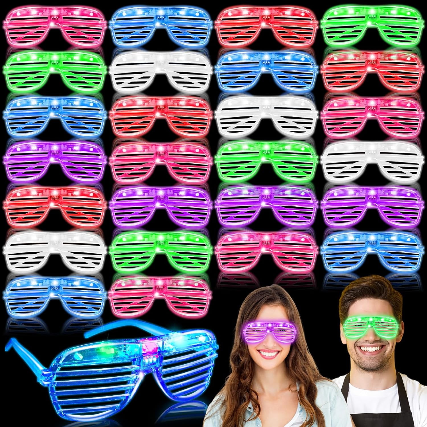 Ultra Pink LED Shutter Glasses - Party Flashing Glasses With Lights - Neon Glasses Rave Accessories - Futuristic LED Glasses 6 Colour Rave Glasses - Light Up Glasses - Glow LED Sunglasses - Online Marketplace