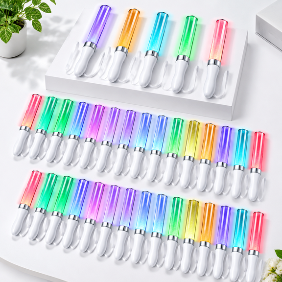 30 Pack LED Glow Sticks, 15 Color Reusable Concert Light Sticks with 2 Modes, Party Supplies for Raves, Events, Celebrations