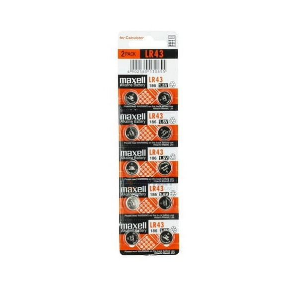 30-Pack LR43 / 186 Maxell Alkaline Button Batteries