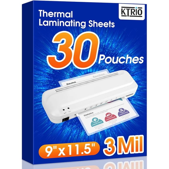 30 Pack Laminating Sheets, Hold 8.5 x 11 Inches, 3 Mil Thermal Laminating Pouches, 9 x 11.5 Laminate Sheets for Laminator, Clear Lamination Sheet Paper, Letter Size, Office School Home Supplies