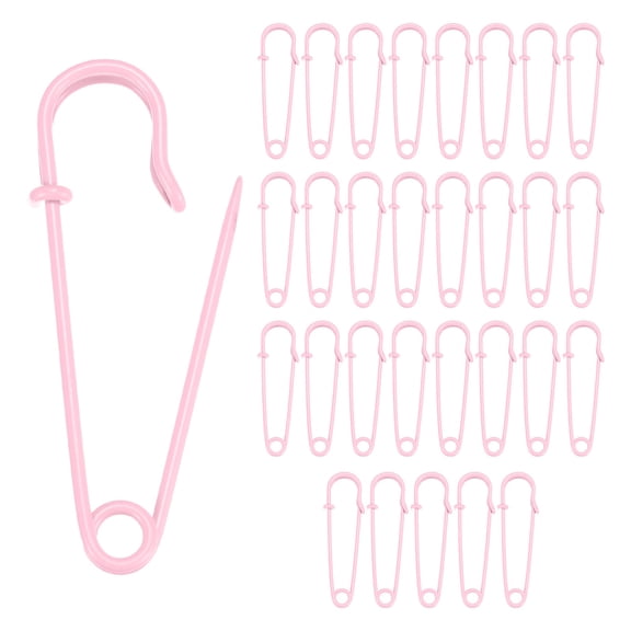 30-Pack Large Safety Pins, 2.5" Spring Lock Pins Blanket Bulk Pin for Fashion/Clothes/Sewing/Quilting/Upholstery/Laundry/DIY Craft/Decorative, Big Safety Pins [Pink]