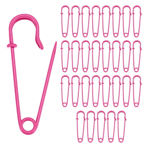 30-Pack Large Safety Pins, 2.5" Spring Lock Pins Blanket Bulk Pin for Fashion/Clothes/Sewing/Quilting/Upholstery/Laundry/DIY Craft/Decorative, Big Safety Pins [Rose Red]