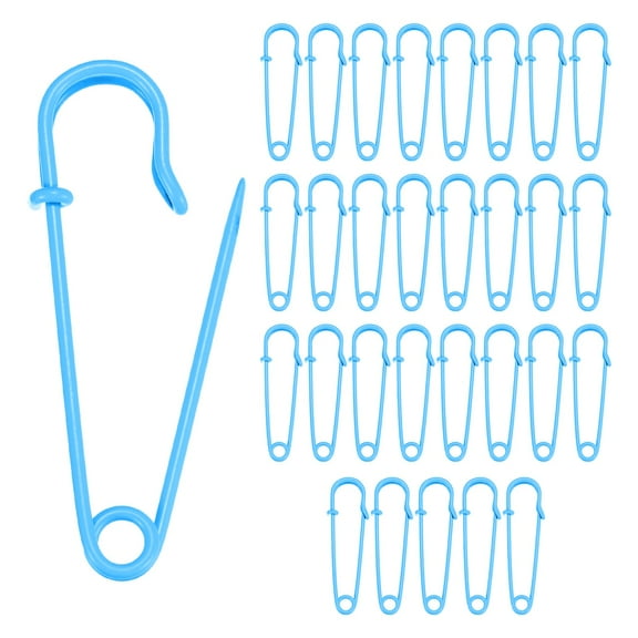 30-Pack Large Safety Pins, 2.5" Spring Lock Pins Blanket Bulk Pin for Fashion/Clothes/Sewing/Quilting/Upholstery/Laundry/DIY Craft/Decorative, Big Safety Pins [Sky Blue]