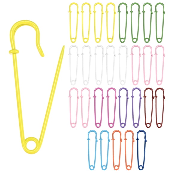 30-Pack Large Safety Pins, 2.8" Spring Lock Pins Blanket Bulk Pin for Fashion/Clothes/Sewing/Quilting/Upholstery/Laundry/DIY Craft/Decorative, Big Safety Pins [Multicolor]