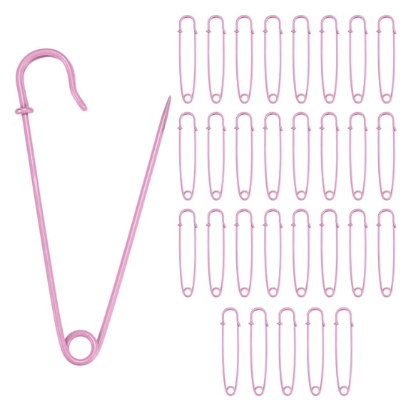 30-Pack Large Safety Pins, 4" Spring Lock Pins Blanket Bulk Pin for Fashion/Clothes/Sewing/Quilting/Upholstery/Laundry/DIY Craft/Decorative, Big Safety Pins [Pink]