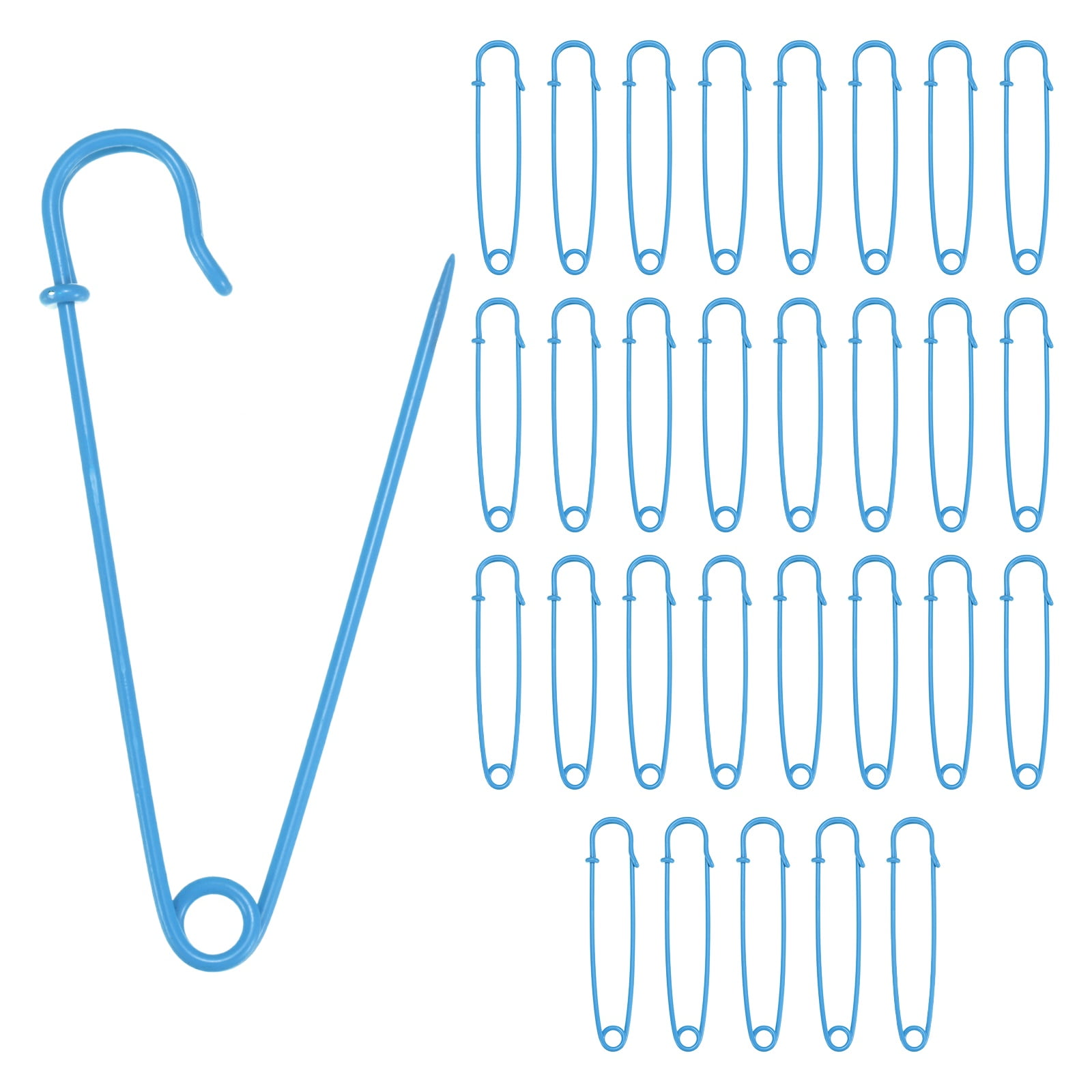 30-Pack Large Safety Pins, 4" Spring Lock Pins Blanket Bulk Pin for Fashion/Clothes/Sewing/Quilting/Upholstery/Laundry/DIY Craft/Decorative, Big Safety Pins [Sky Blue]
