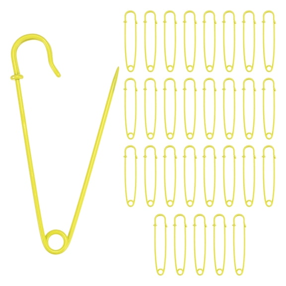 30-Pack Large Safety Pins, 4" Spring Lock Pins Blanket Bulk Pin for Fashion/Clothes/Sewing/Quilting/Upholstery/Laundry/DIY Craft/Decorative, Big Safety Pins [Yellow]