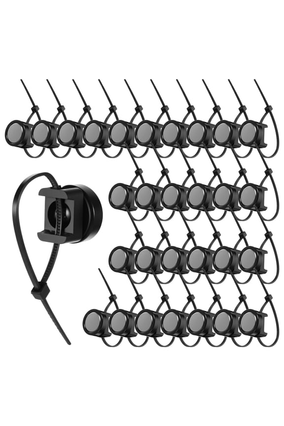 30 Pack Magnetic Zip Tie Mounts Cable Organizer Clips