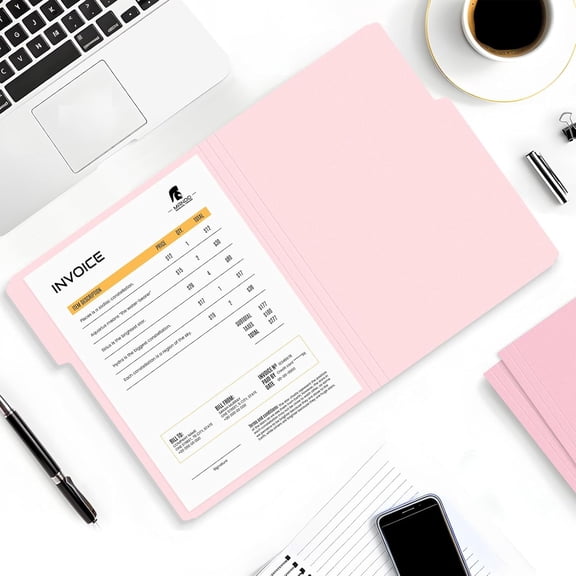 30 Pack Manilla Folders 8.5 x 11, Colored File Folders Home Office School Supplies for Documents Files Paper, Pink