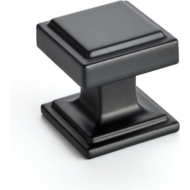 30 Pack Matte Black Square Kitchen Knobs,Zinc Solid Drawer
