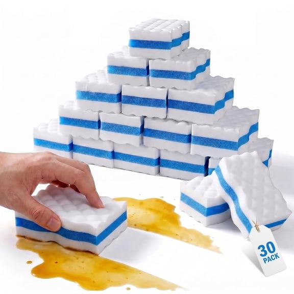 30 Pack Melamine Cleaning Sponges, Extra Thick Magic Eraser Pads for Everyday Household Cleaning, Multi-Surface Cleaning Sponge