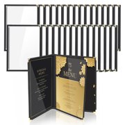 Flexzion Clear Restaurant Menu Covers 8.5 x 11, 3 Pages, 6 Views, 30 pack