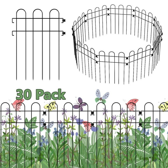 OLOV Rustproof Metal Garden Fence Panels, (30 Pack)