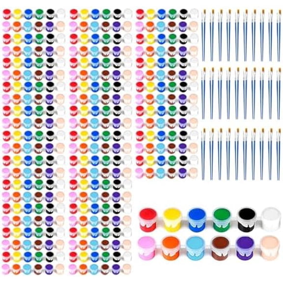 30 Pack Mini Acrylic Paint Set,12 Colors Washable Paint Strips for & Adults - Includes 60 Brushes, 360 PCS Paint Kits for Easter Eggs, Birthday, Classroom Party,school supplies
