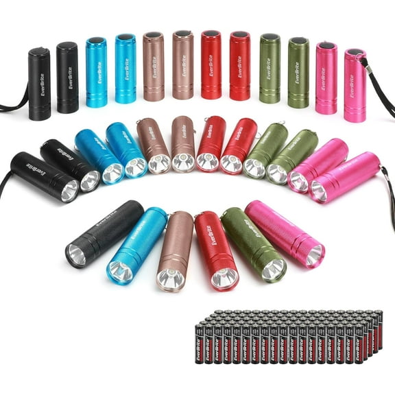 30-Pack Mini Flashlight Set, Aluminum LED Handheld Torches with Lanyard, Assorted Colors, 90xAAA Batteries Included for Emerncy, Night Reading, Camping, Power Outa, Bulk Holiday Gifts
