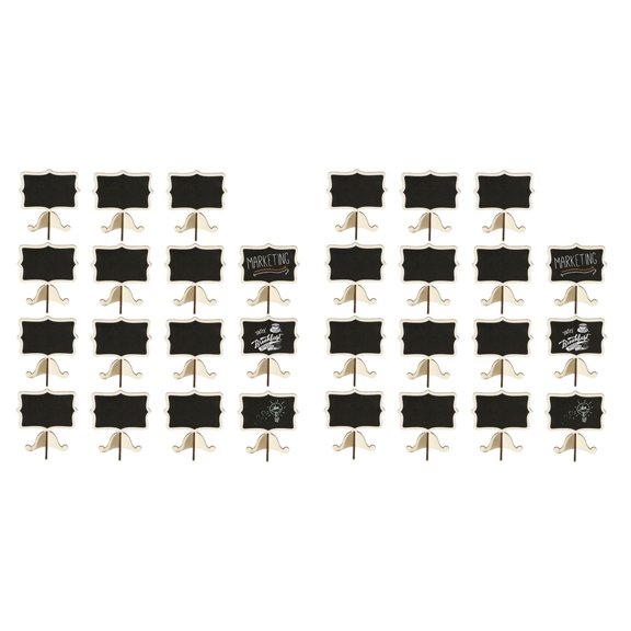 30 Pack Mini Place Cards with Easel Stand - Wood Rectangle Small Chalkboard Signs for Wedding, Parties,30 x mini chalkboards signs,Wood color & black