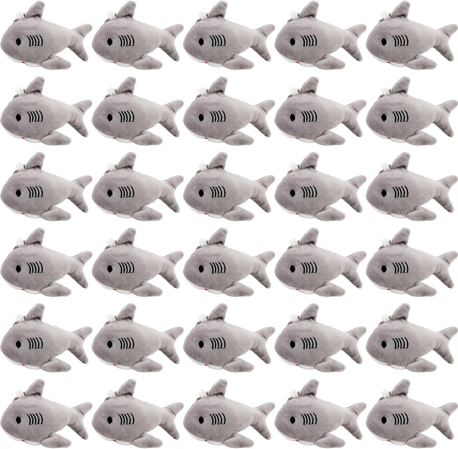 30-Pack Mini Stuffed Shark Plush Toys, 4.7 Inch Small Sea Animal Keychains for Kids, Bulk Party Favors for Ocean Birthday Goodie Bags, Easter Basket Stuffers & Classroom Prizes (Color Set 2)