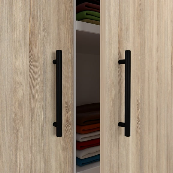 30 Pack Modern Round Stainless Steel Cabinet Drawer and Kitchen Black Pulls by Villar Home Designs Hole Center 10 1/16''