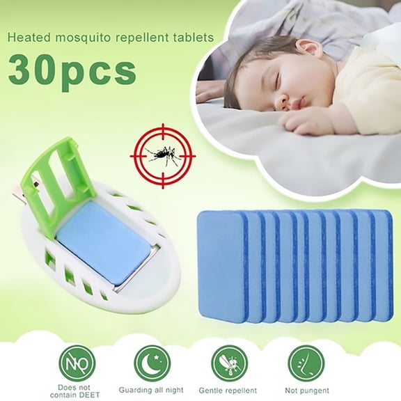 30-Pack Mosquito Repellent Tablets, Unscented Anti-Mosquito Pest Repeller Sheets for Indoor and Outdoor Use Blue 30PC