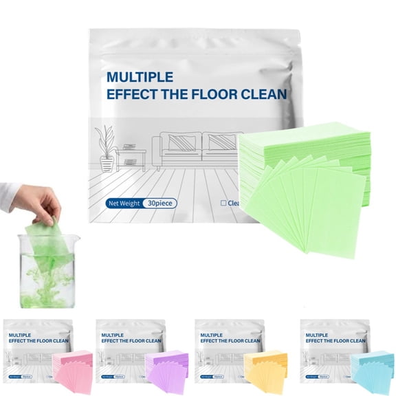 30-Pack Multi-Surface Floor Cleaning Tablets, Multiple Effect the Floors Clean, Water Soluble Floor Cleaner Sheets for Mopping Hardwood, Floors, Wall Tiles, Glass,Green