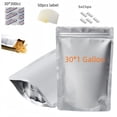 thumbnail image 1 of 30 Pack Mylar Bags for Food Storage, 1 Gallon 10x14 Inch Heat Sealable Bags with Oxygen Absorbers and Labels, Silver, 1 of 9
