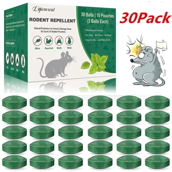 30 Pack Natural Mouse Repellent Pouches - Rodent Repellent Peppermint Oil Formula, Protectionfor Home, Car & Garden, Pet Safe